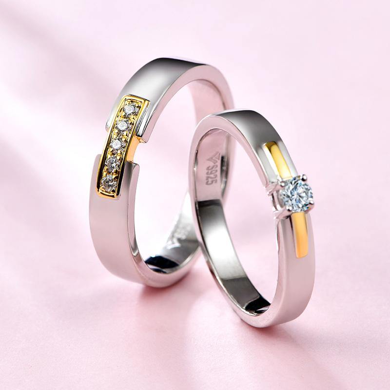 Moissanite Fashion Two Tone Sterling Silver Wedding Band Ring - ReadYourHeart,RRL-LTR19092103-W,RRL-LTR19092103-M
