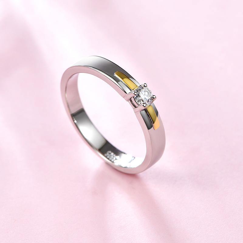 Moissanite Fashion Two Tone Sterling Silver Wedding Band Ring - ReadYourHeart,RRL-LTR19092103-W,RRL-LTR19092103-M