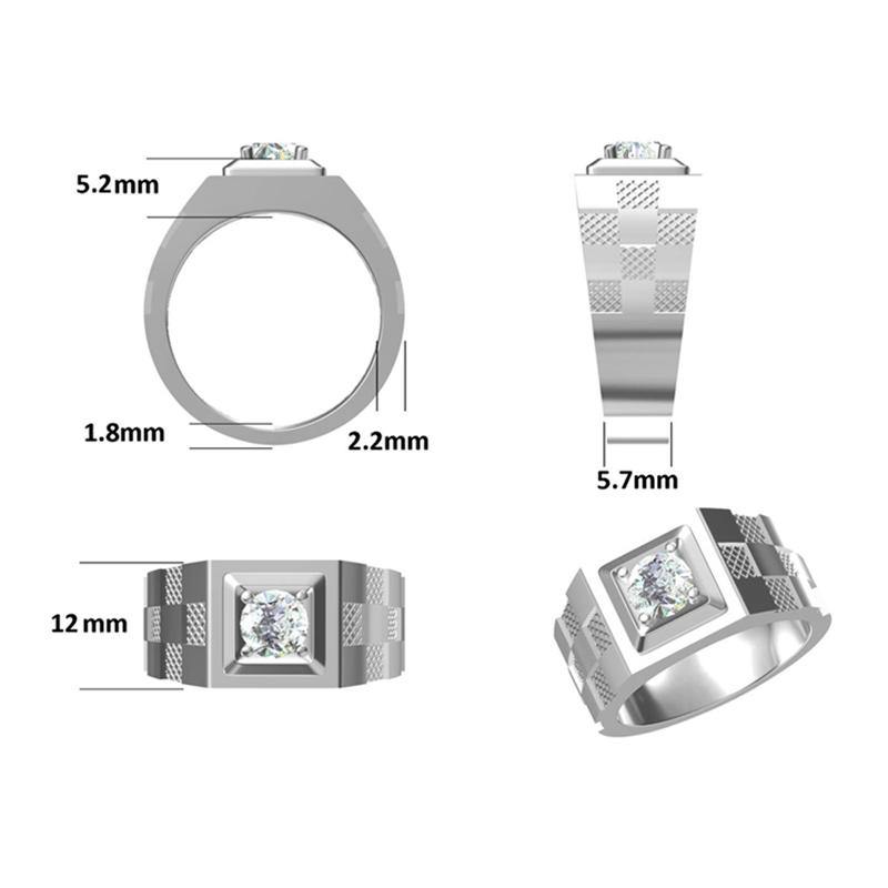 Moissanite Four Prong Sterling Silver Wedding Ring For Men - ReadYourHeart,RRW-M84A