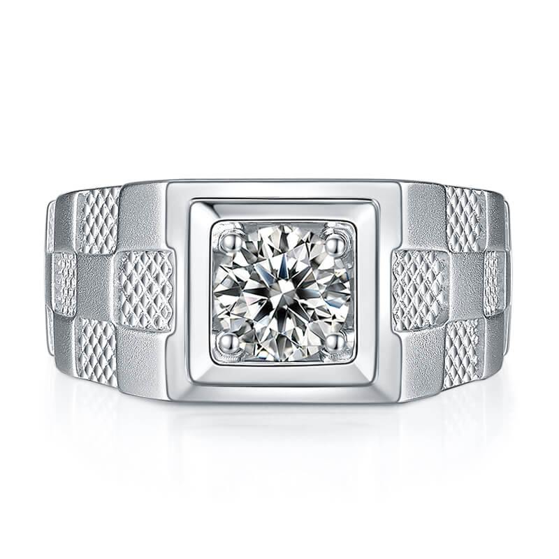 Moissanite Four Prong Sterling Silver Wedding Ring For Men - ReadYourHeart,RRW-M84A