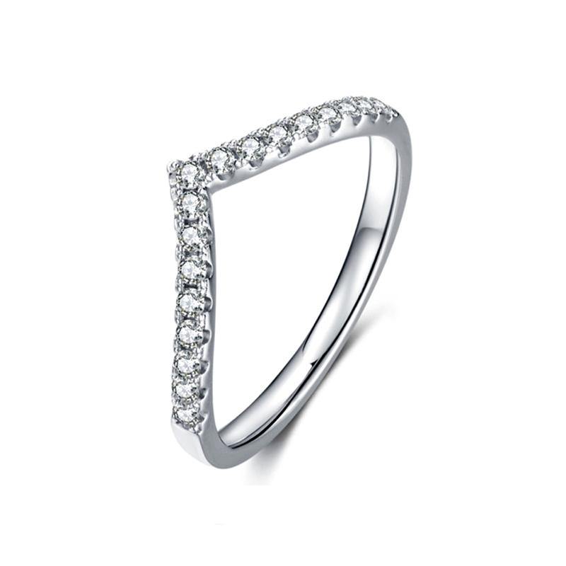 Moissanite Half Eternity Sterling Silver Wedding Band Stackable Ring - ReadYourHeart