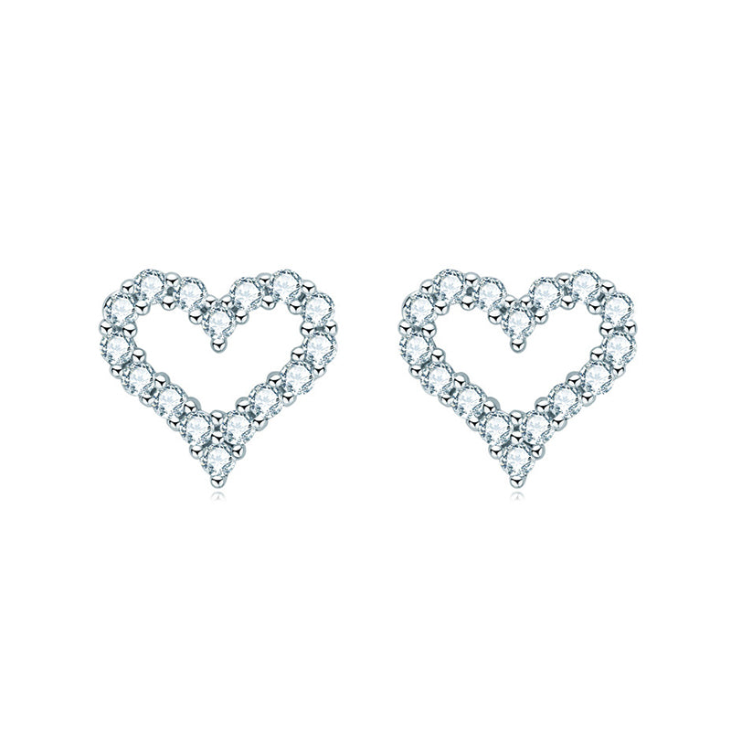 Moissanite Heart Stud Earrings In Sterling Silver - ReadYourHeart