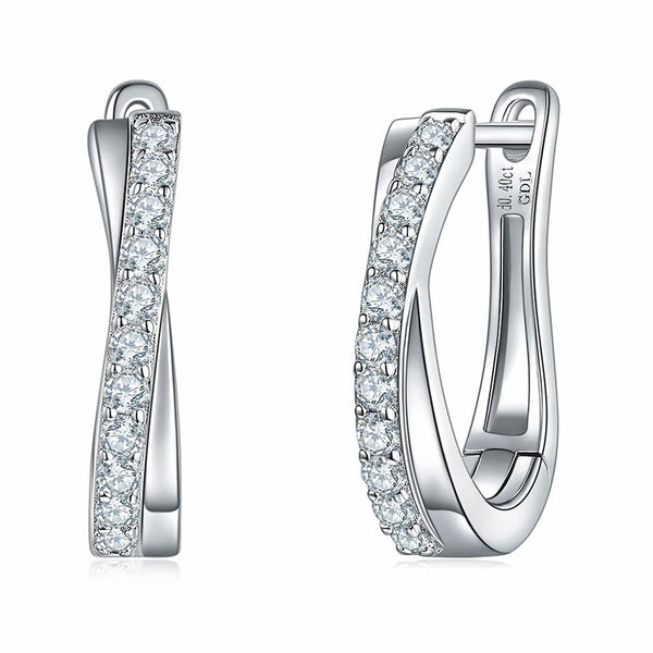 Moissanite Hoop Pave Earrings In Sterling Silver - ReadYourHeart