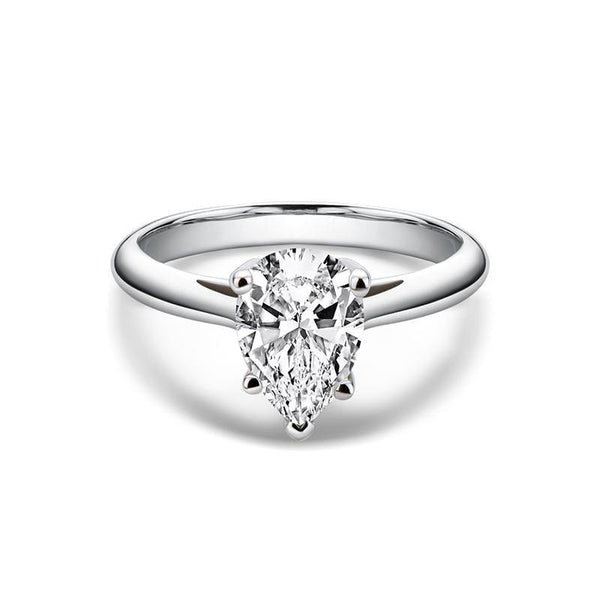 Moissanite Pear Cut Sterling Silver Wedding Ring Promise Ring - ReadYourHeart