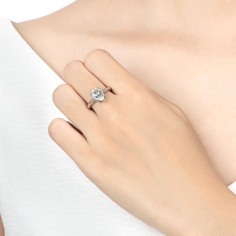 Moissanite Pear Cut Sterling Silver Wedding Ring Promise Ring - ReadYourHeart,RRA-MS-TYR-003