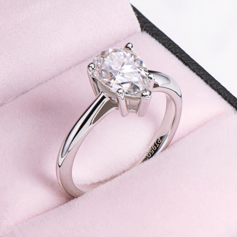 Moissanite Pear Cut Sterling Silver Wedding Ring Promise Ring - ReadYourHeart,RRA-MS-TYR-003