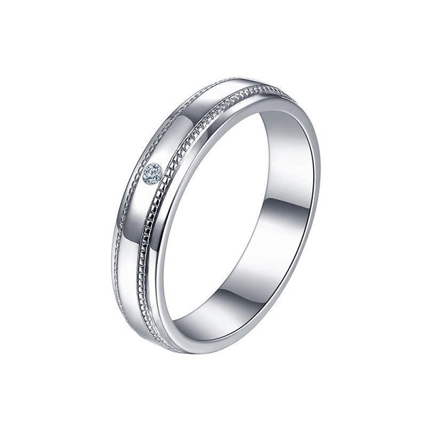 Moissanite Petite Milgrain Sterling Silver Wedding Band Ring - ReadYourHeart