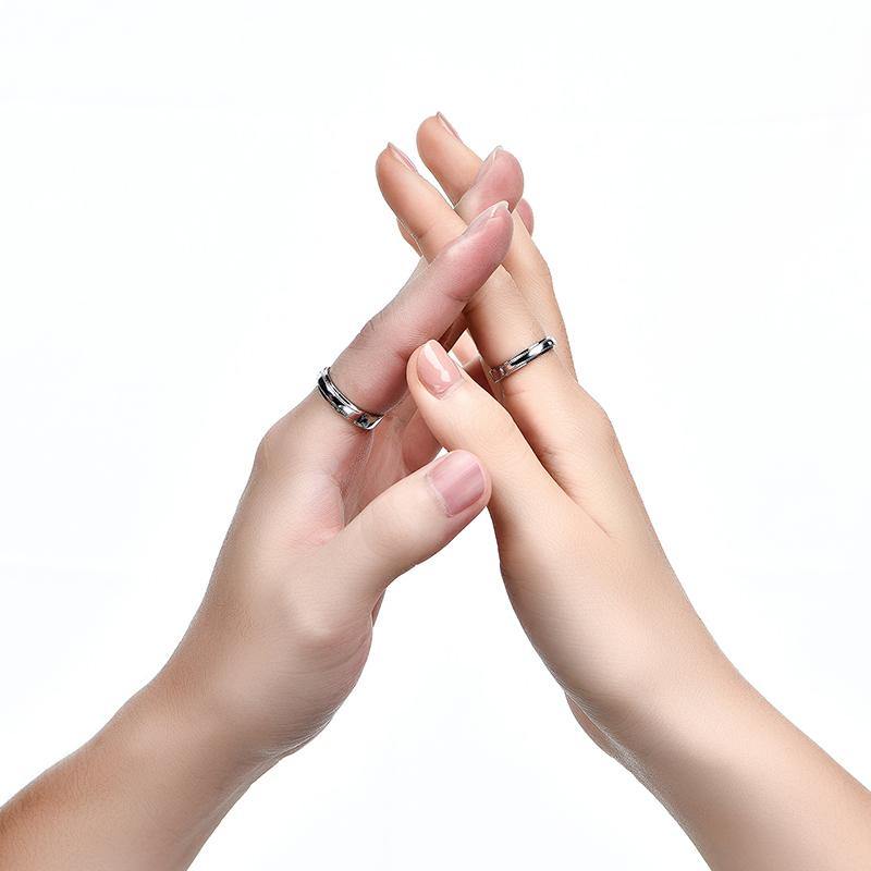 Moissanite Petite Milgrain Sterling Silver Wedding Band Ring - ReadYourHeart