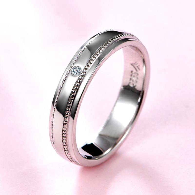 Moissanite Petite Milgrain Sterling Silver Wedding Band Ring - ReadYourHeart,RRL-LTR19092806-W,RRL-LTR19092806-M