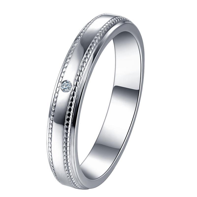 Moissanite Petite Milgrain Sterling Silver Wedding Band Ring - ReadYourHeart,RRL-LTR19092806-W,RRL-LTR19092806-M