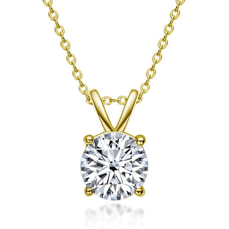 Moissanite Round Four Prong Sterling Silver Necklace Pendant - ReadYourHeart