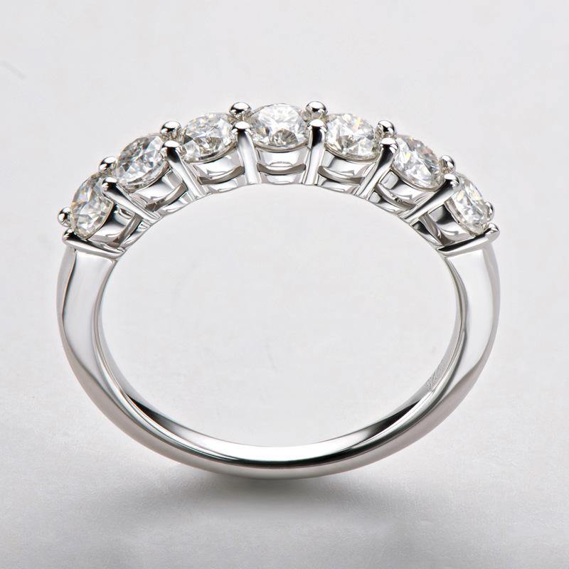 Moissanite Round Sterling Silver Wedding Band Stackable Ring - ReadYourHeart,RRL-M37B