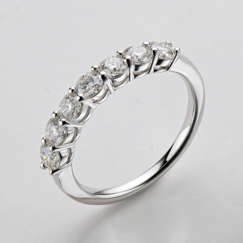 Moissanite Round Sterling Silver Wedding Band Stackable Ring - ReadYourHeart,RRL-M37B