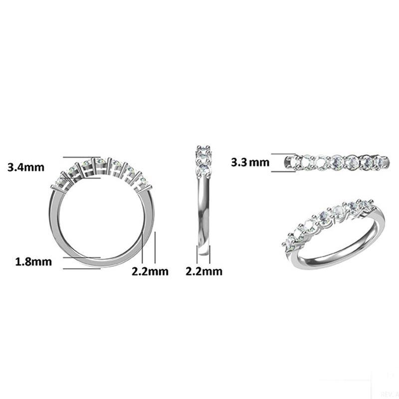 Moissanite Round Sterling Silver Wedding Band Stackable Ring - ReadYourHeart