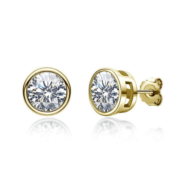 Moissanite Round edging sterling silver Earrings - ReadYourHeart