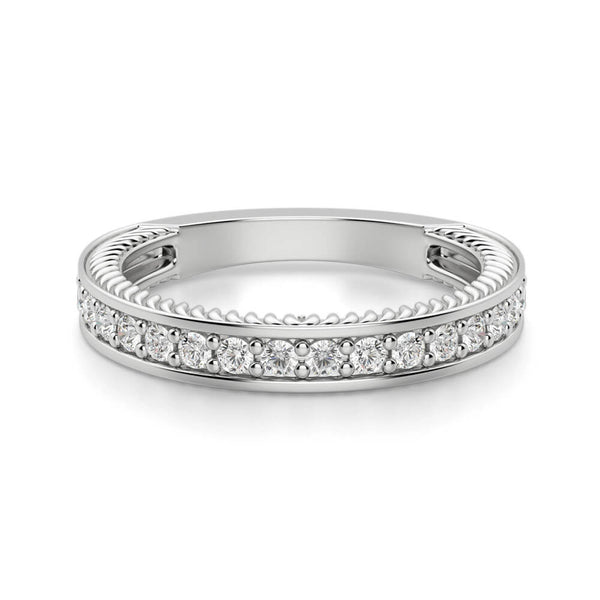 Round Moissanite Accented Half Eternity Wedding Band - ReadYourHeart