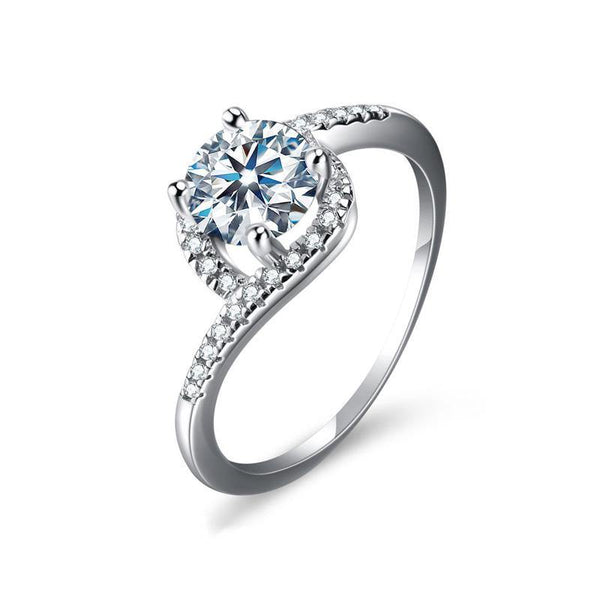 Moissanite Series Fashion Sterling Silver Twist Ring - ReadYourHeart