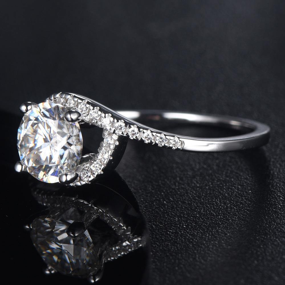 Moissanite Series Fashion Sterling Silver Twist Ring - ReadYourHeart,RRL-10002