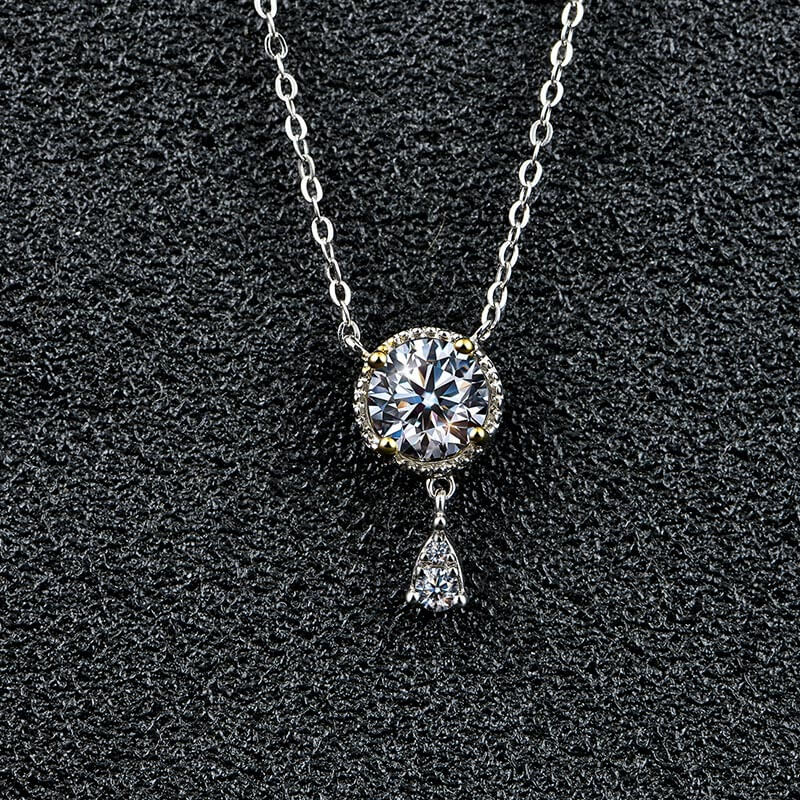 ReadYourHeart Moissanite Luxury Two Tone Halo Sterling Silver Necklace - ReadYourHeart