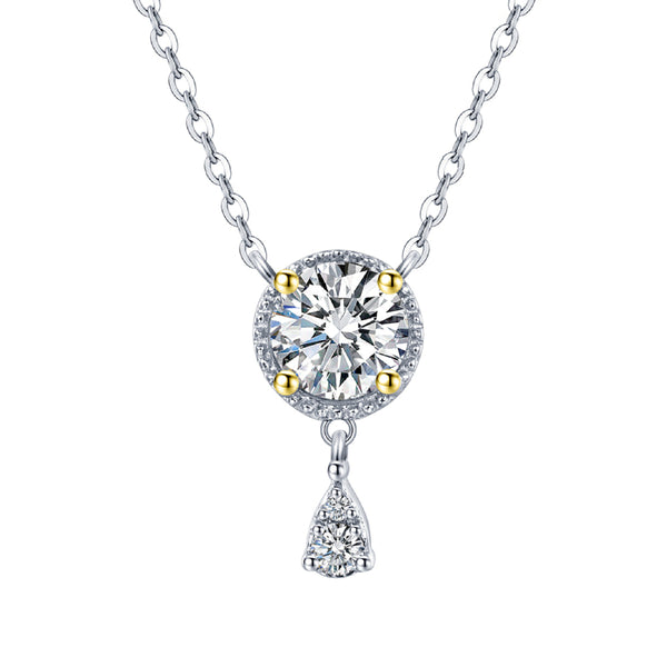 ReadYourHeart Moissanite Luxury Two Tone Halo Sterling Silver Necklace