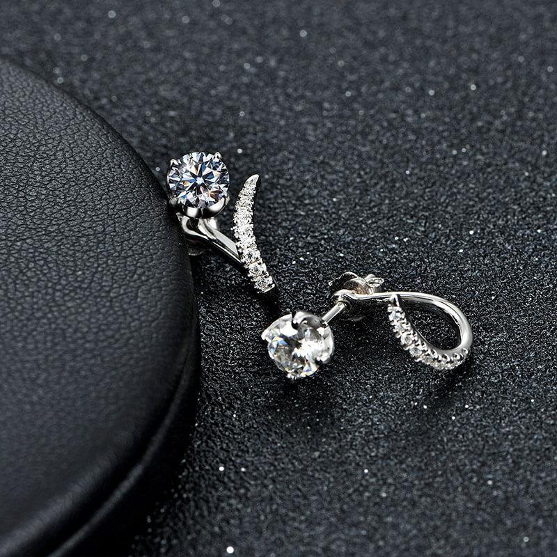 Moissanite Series Luxury Sterling Silver Stud Earrings - ReadYourHeart