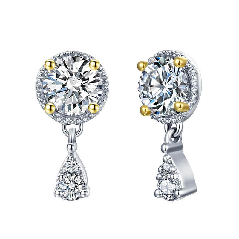 Moissanite Series Luxury Sterling Silver Stud Earrings - ReadYourHeart,RLE-LTE19073003S,RLE-LTE19073003-1