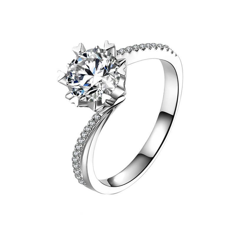 Moissanite Snowflake Silver Wedding Ring - ReadYourHeart
