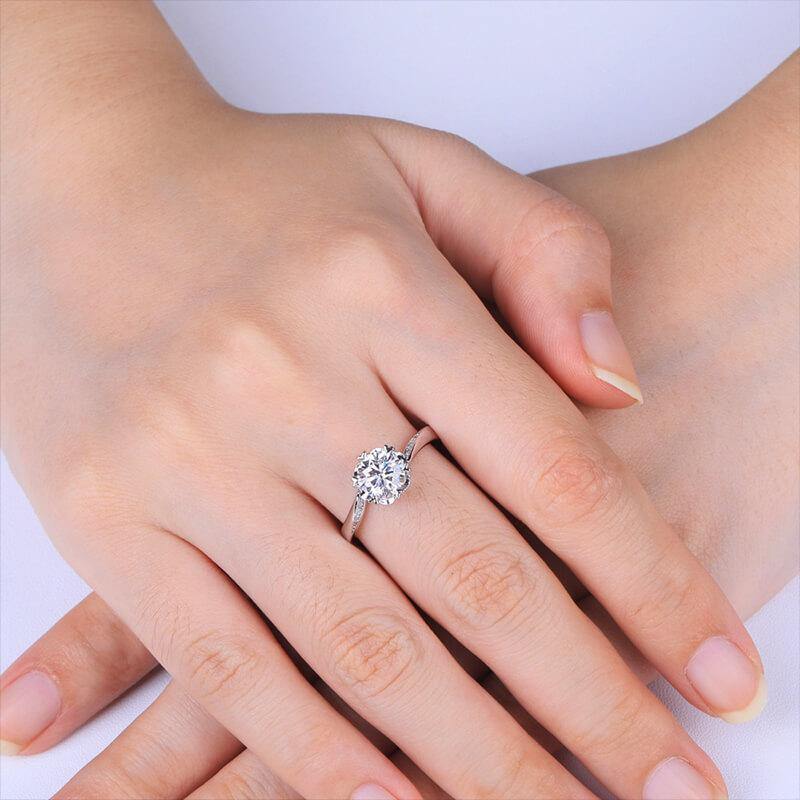 Moissanite Snowflake Silver Wedding Ring - ReadYourHeart,RRW-M01E