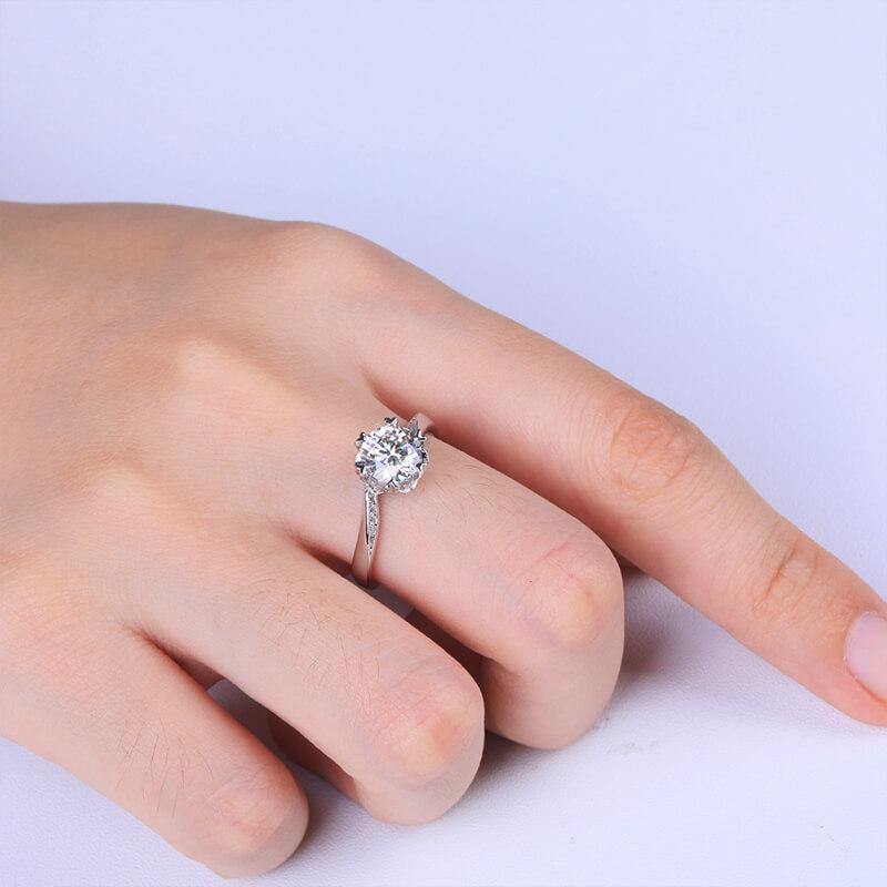 Moissanite Snowflake Silver Wedding Ring - ReadYourHeart,RRW-M01E