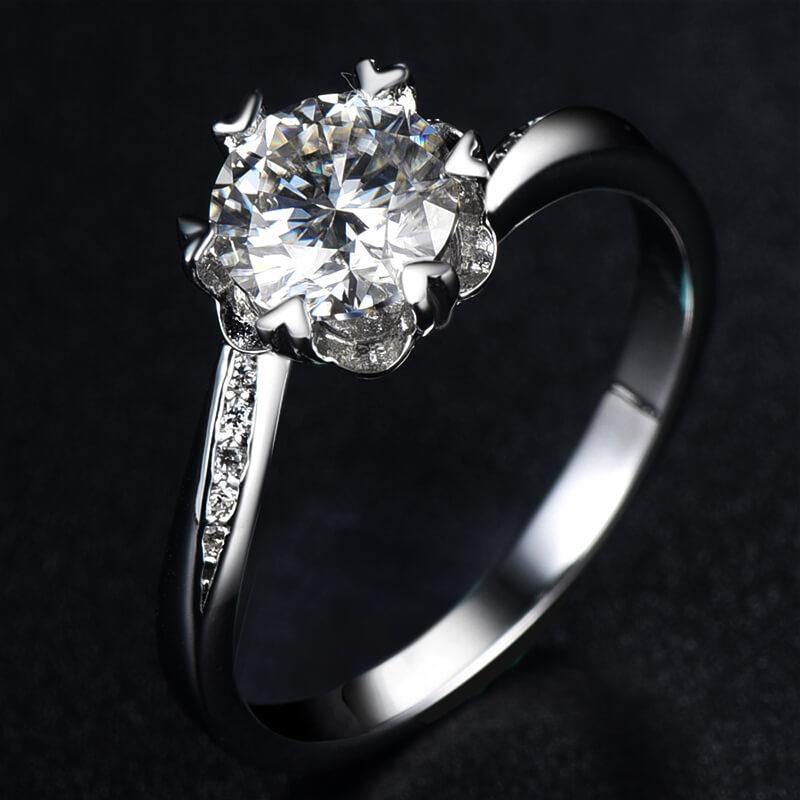 Moissanite Snowflake Silver Wedding Ring - ReadYourHeart,RRW-M01E