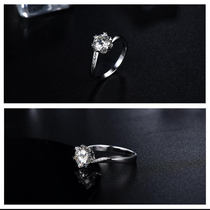 Moissanite Snowflake Silver Wedding Ring - ReadYourHeart