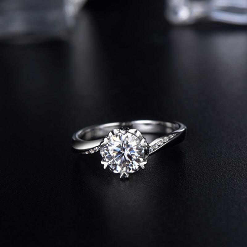 Moissanite Snowflake Silver Wedding Ring - ReadYourHeart