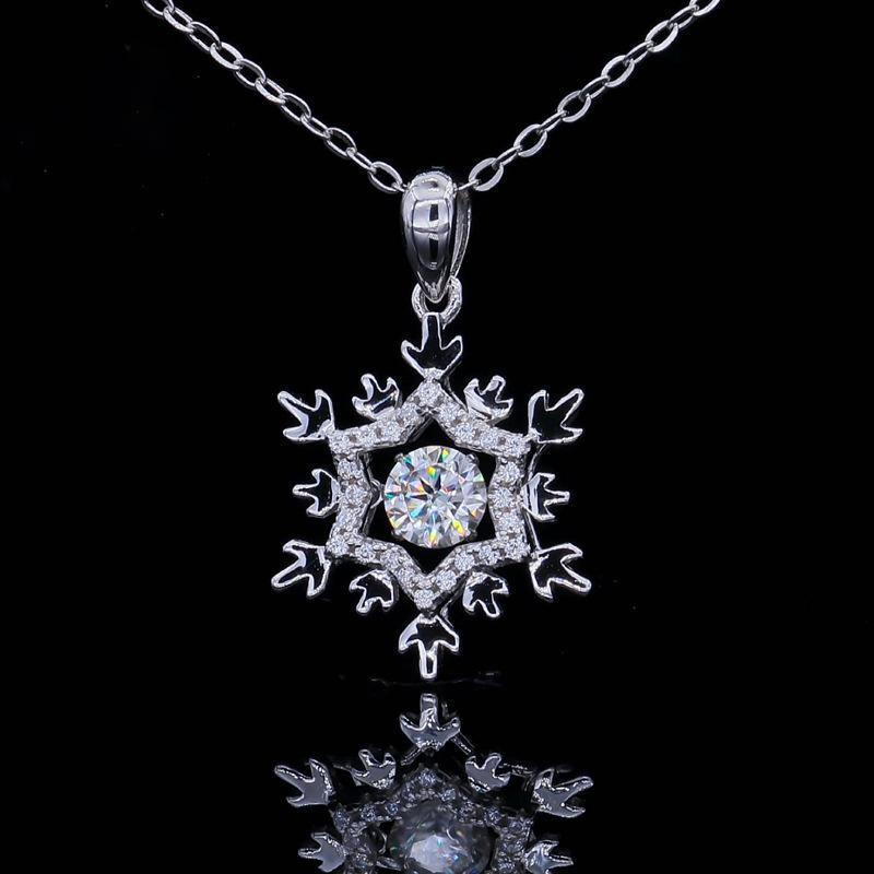 Moissanite Snowflake Sterling Silver Necklace - ReadYourHeart