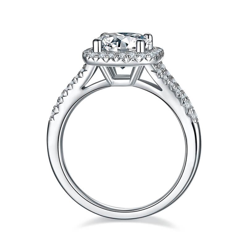 Moissanite square four prong sterling silver wedding ring - ReadYourHeart