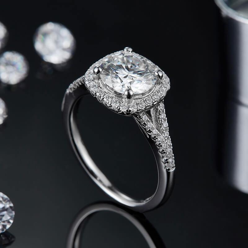 Moissanite square four prong sterling silver wedding ring - ReadYourHeart,RRW-M17C,RRW-M17D,RRW-M17E