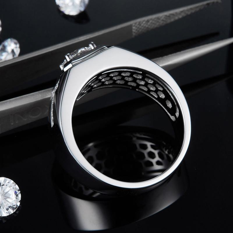 Moissanite T-shaped sterling silver wedding ring for men - ReadYourHeart,RRW-M85A