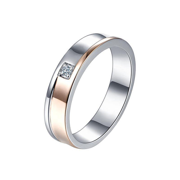 Moissanite Two Tone Eternity Sterling Silver Wedding Band Ring - ReadYourHeart