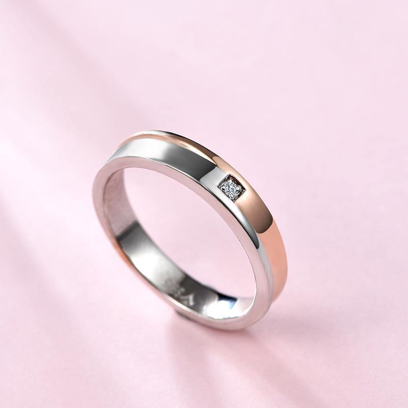 Moissanite Two Tone Eternity Sterling Silver Wedding Band Ring - ReadYourHeart,RRL-LTR19092101-W,RRL-LTR19092101-M