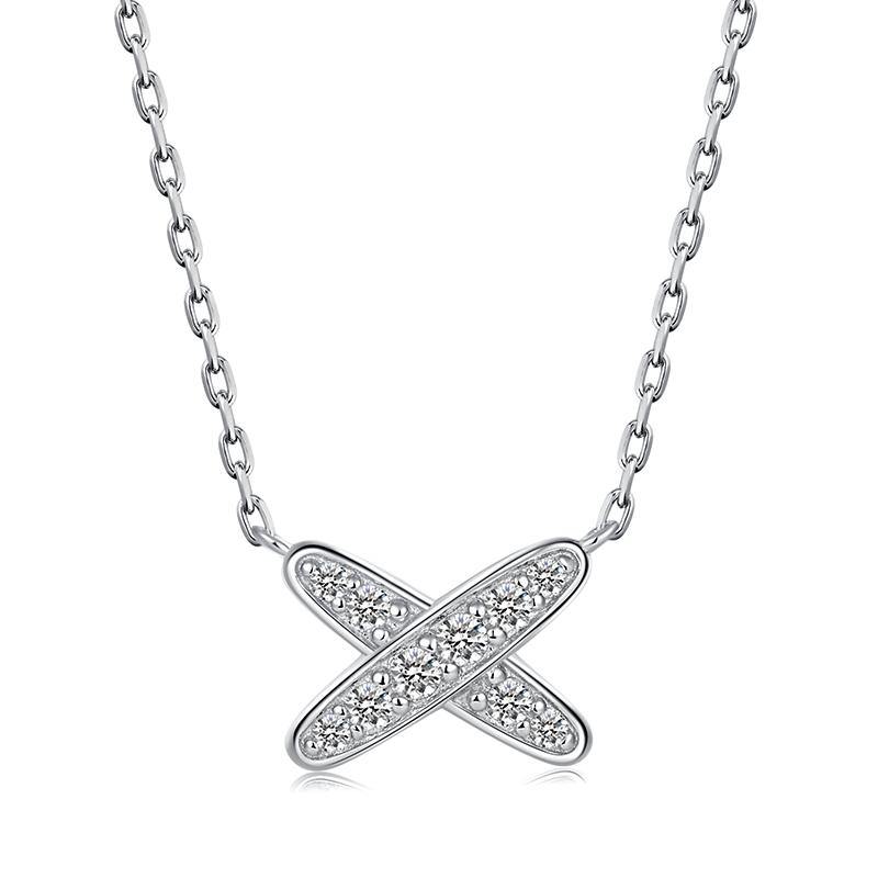 Moissanite X-Shaped Sterling Silver Necklace - ReadYourHeart