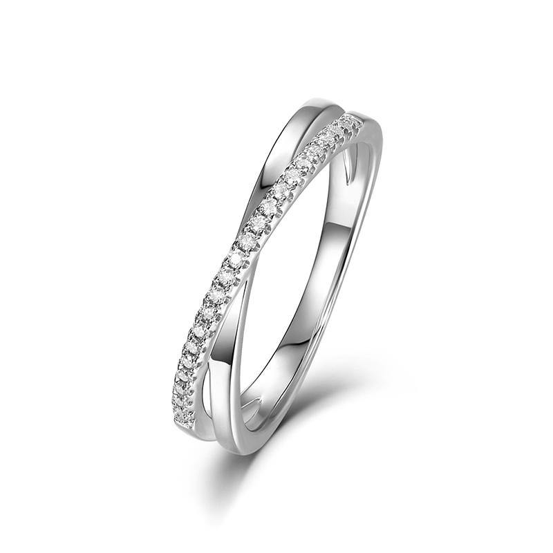 Moissanite cross arm sterling silver wedding band ring - ReadYourHeart
