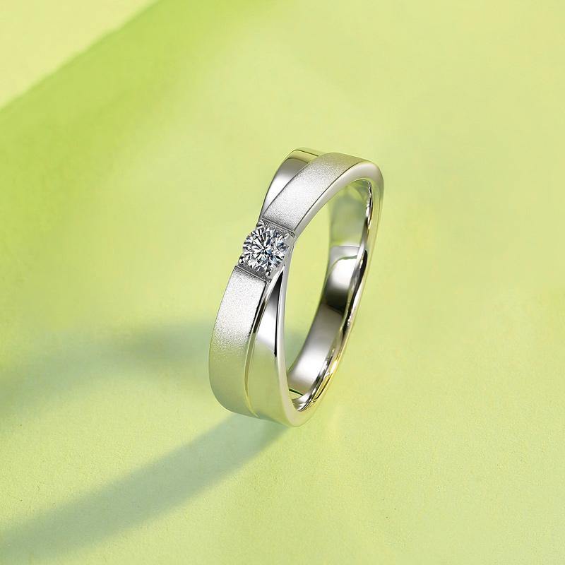 Moissanite cross arm sterling silver wedding band ring - ReadYourHeart,RRW-M39A,RRW-M39B