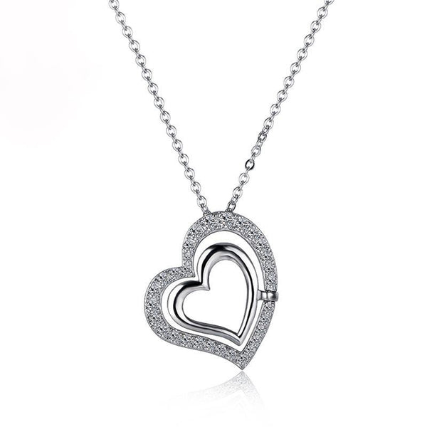 Moissanite double heart shape sterling silver necklace - ReadYourHeart