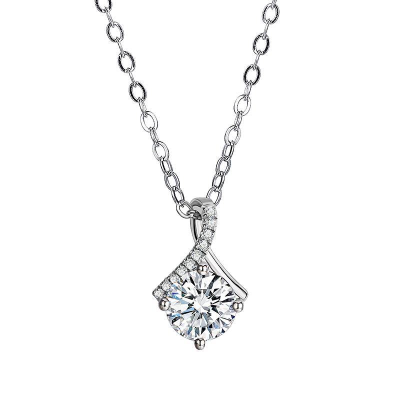 Moissanite fashion fork sterling silver necklace - ReadYourHeart