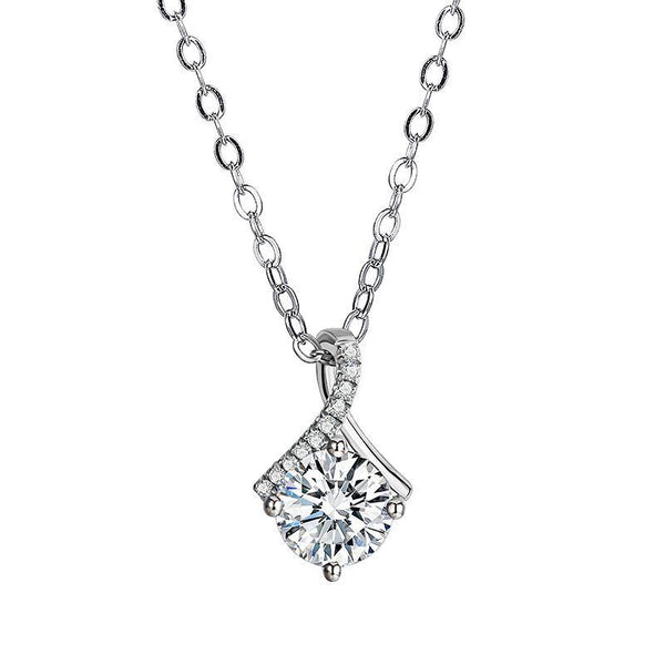 Moissanite fashion fork sterling silver necklace - ReadYourHeart