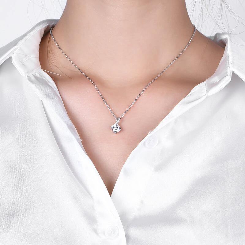 Moissanite fashion fork sterling silver necklace - ReadYourHeart