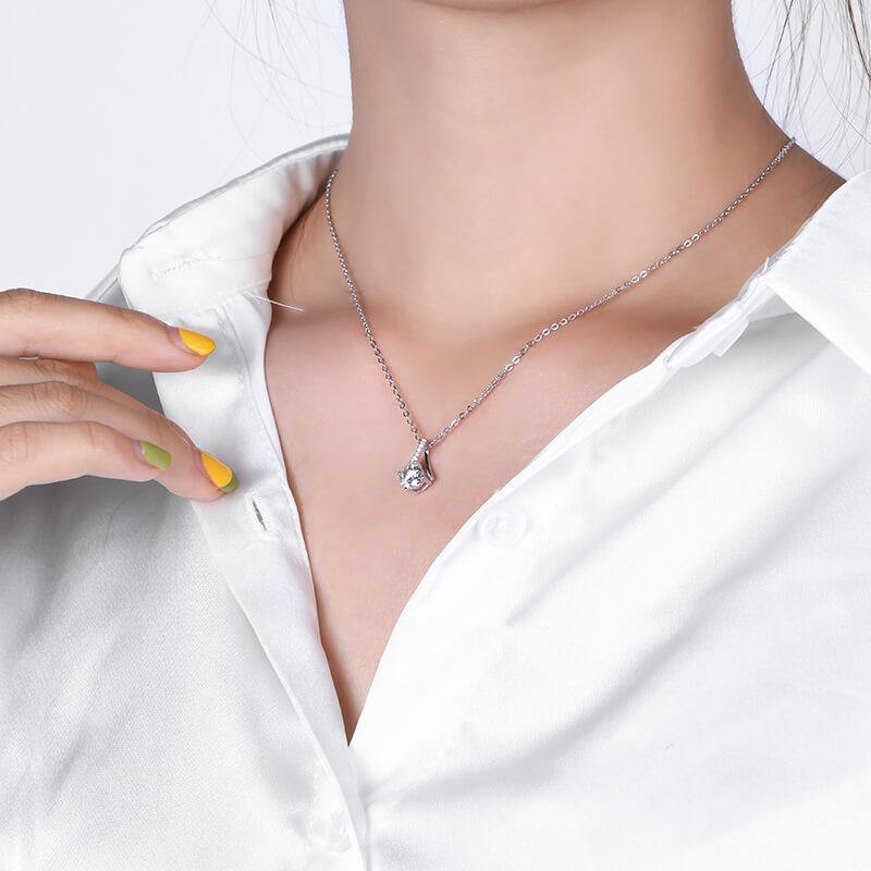 Moissanite fashion fork sterling silver necklace - ReadYourHeart
