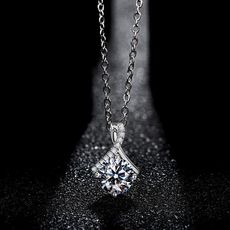 Moissanite fashion fork sterling silver necklace - ReadYourHeart