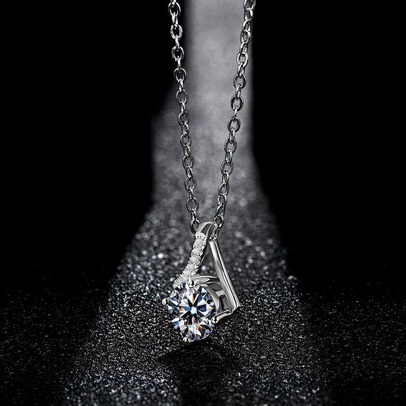 Moissanite fashion fork sterling silver necklace - ReadYourHeart