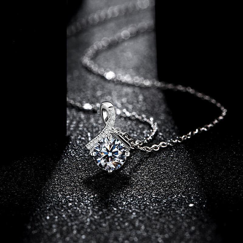 Moissanite fashion fork sterling silver necklace - ReadYourHeart