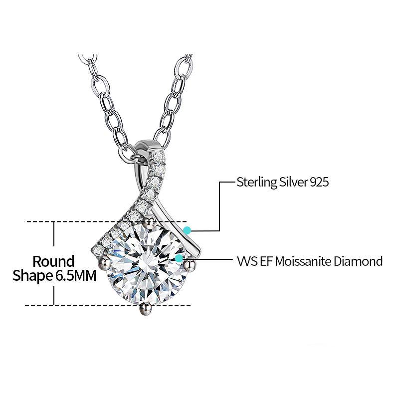 Moissanite fashion fork sterling silver necklace - ReadYourHeart